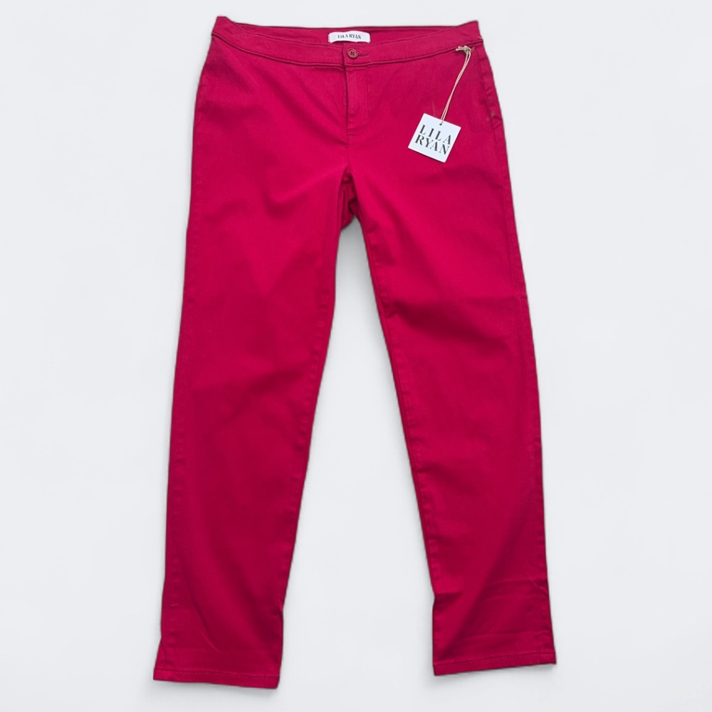 Lila Ryan Pants Womens‎ 12 Cerise Zuri Tapered Trouser Stretch Cotton Tencel
